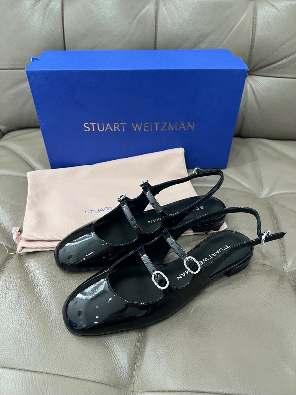 Stuart Weitzman Benni MJ slingback ballerina shoes，Size 5.5